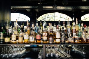 Licensing law: Bottles of alochol on a shelf in a licenced premises